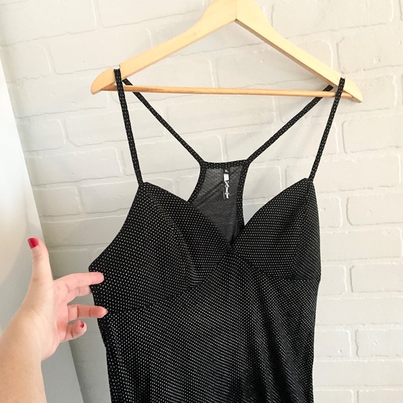 Vintage Y2K Babydoll tank top racer back Metallic polka dot Dark Fairy Grunge XL - Picture 3 of 11